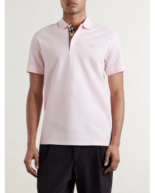 Burberry Pink Eddie Ekd Cotton Polo Shirt for men
