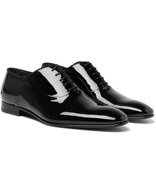 BOSS by Hugo Boss Black Oxford Shoes In Patent Leather With Grosgrain Piping for men