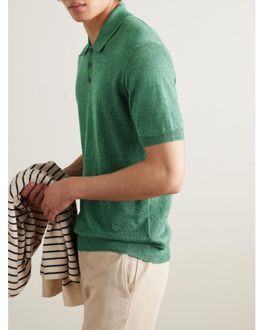 Mr P. Green Linen Polo Shirt for men