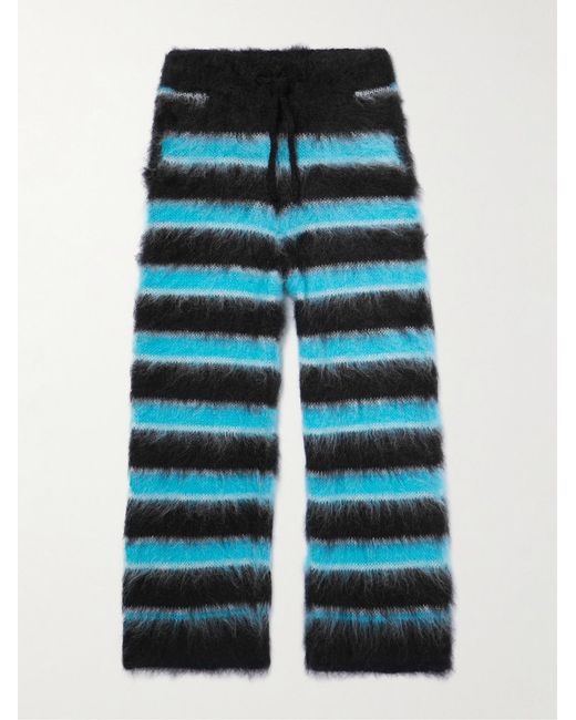 Marni Blue Straight-Leg Striped Mohair-Blend Drawstring Trousers for men