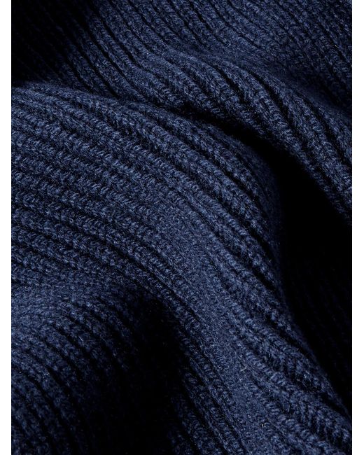 Stark Ribbed Recycled-Cashmere And Merino Wool-Blend Scarf di John Smedley in Blue da Uomo
