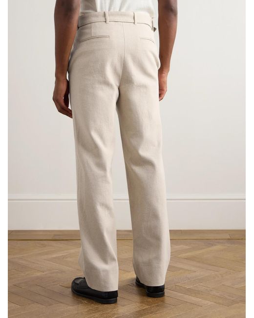 STÒFFA Natural Straight-Leg Belted Cotton-Twill Trousers for men