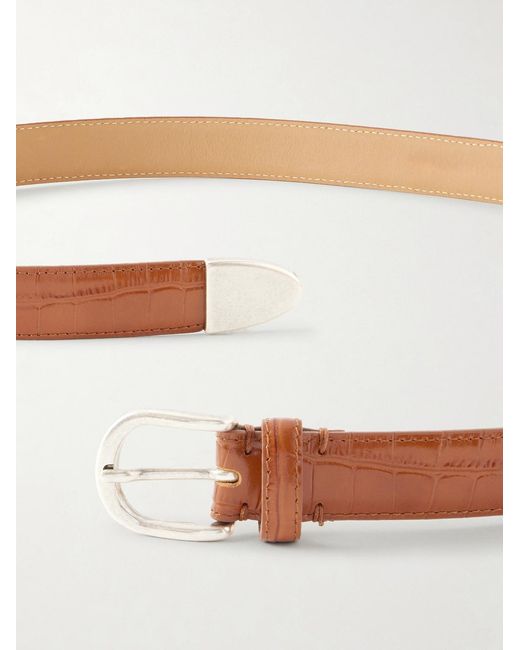 mfpen Brown Occasion 2Cm Croc-Effect Leather Belt for men