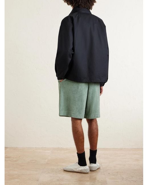 Jil Sander Green Straight-Leg Cotton-Terry Drawstring Shorts for men