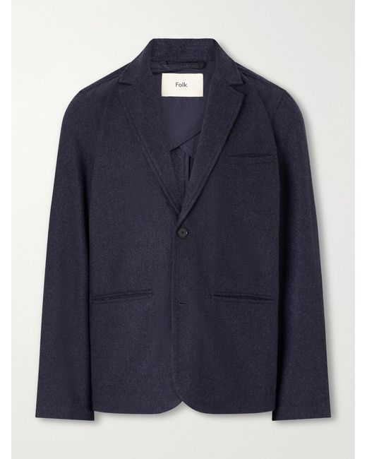 Folk Blue Assembly Mélange Wool-Blend Suit Jacket for men
