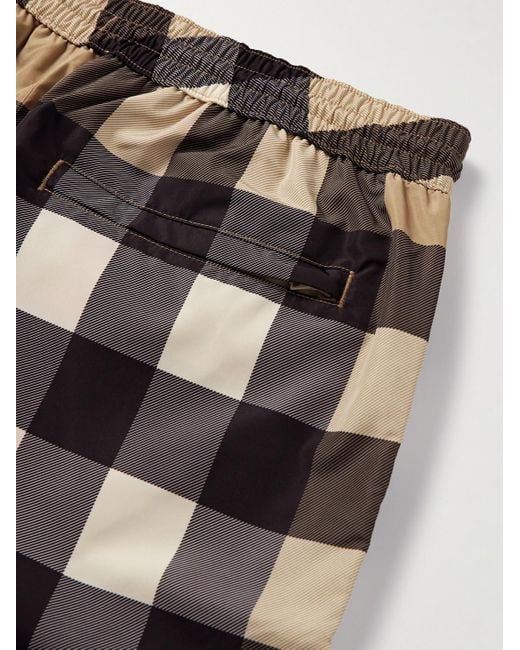 Burberry Natural Straight-Leg Long-Length Checked Swim Shorts for men