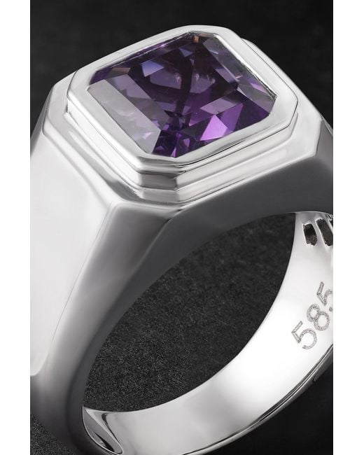 42 Suns Black 14-Karat Amethyst Signet Ring for men