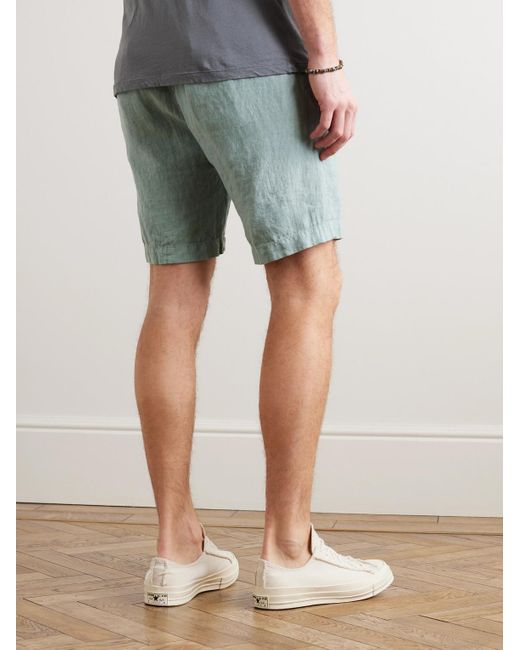 Hartford Blue Tank Slim-fit Straight-leg Linen Drawstring Shorts for men