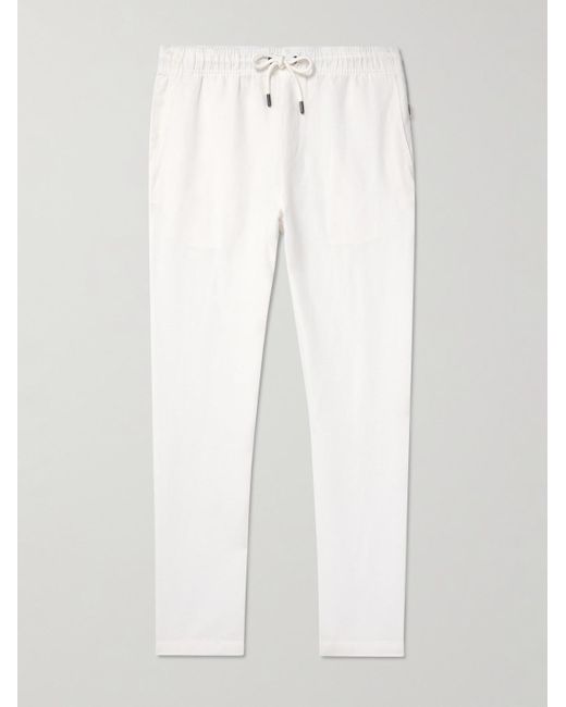 Onia White Air Straight-Leg Linen And Lyocell-Blend Drawstring Trousers for men