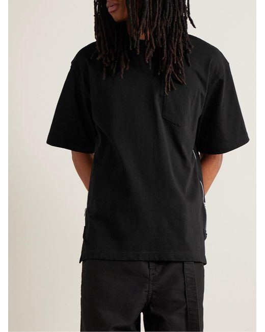 Sacai T-Shirt aus Baumwoll-Jersey mit Knöpfen in Black für Herren
