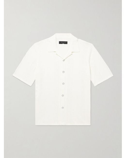 Rag & Bone Avery Hemd aus Frottee aus einer Baumwollmischung in Wabenstrick mit Reverskragen in White für Herren