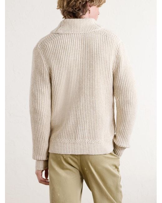 RRL Natural Shawl-Collar Cotton And Linen-Blend Cardigan for men