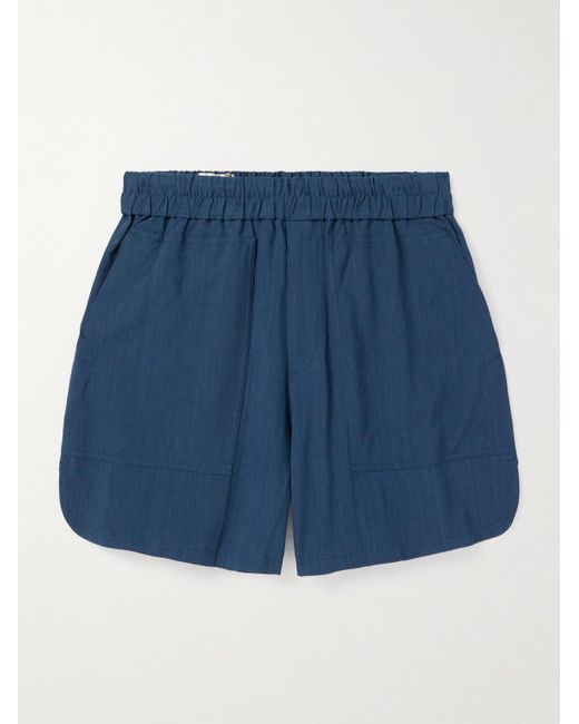 Dries Van Noten Gerade geschnittene Shorts aus einer Leinenmischung in Blue für Herren