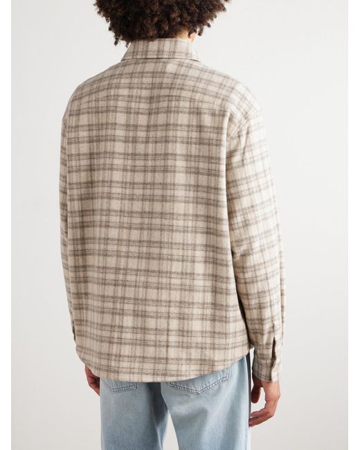 FRAME Natural Checked Wool-Blend Flannel Overshirt for men