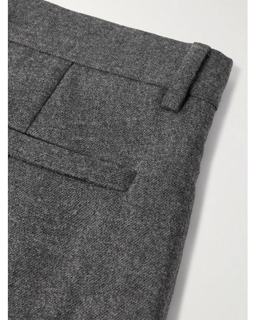 Zegna Gray Tapered Pleated Wool Trousers for men