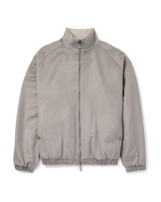 STÒFFA Gray Reversible Brushed-Cashmere Bomber Jacket for men