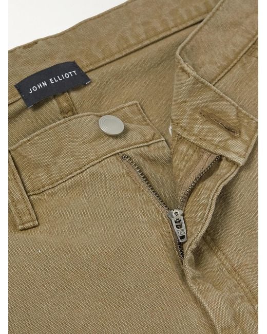 John Elliott Natural Straight-Leg Paint-Splattered Cotton-Canvas Trousers for men