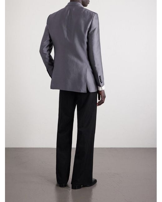 Tom Ford Blue Double-breasted Silk Blazer for men