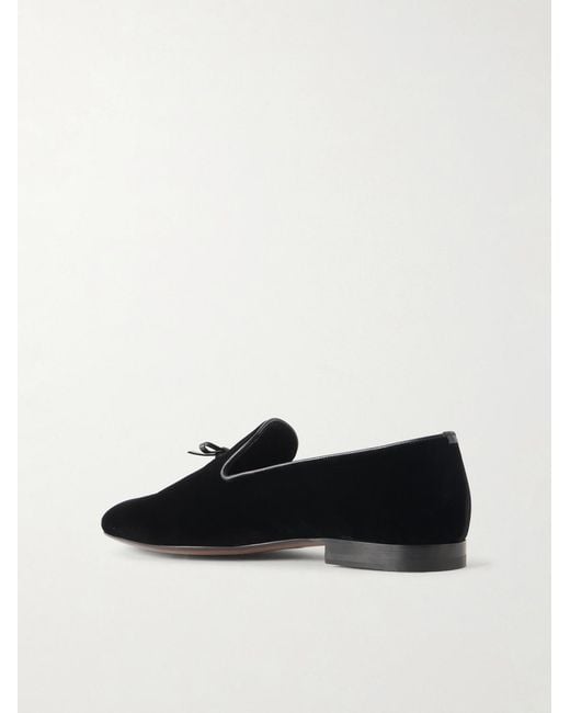 Tom Ford Black Scott Bow-Detailed Velvet Loafers for men