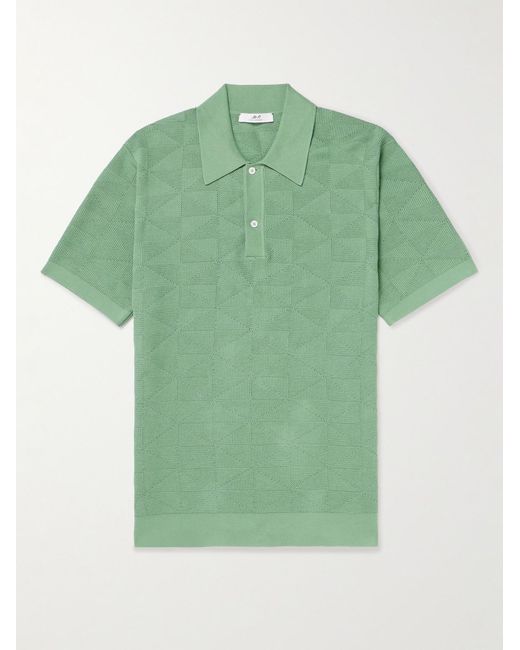 Mr P. Green Jacquard-Knit Cotton Polo Shirt for men