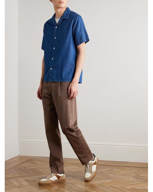 NN07 Blue Julio 5765 Cotton-Chambray Shirt for men