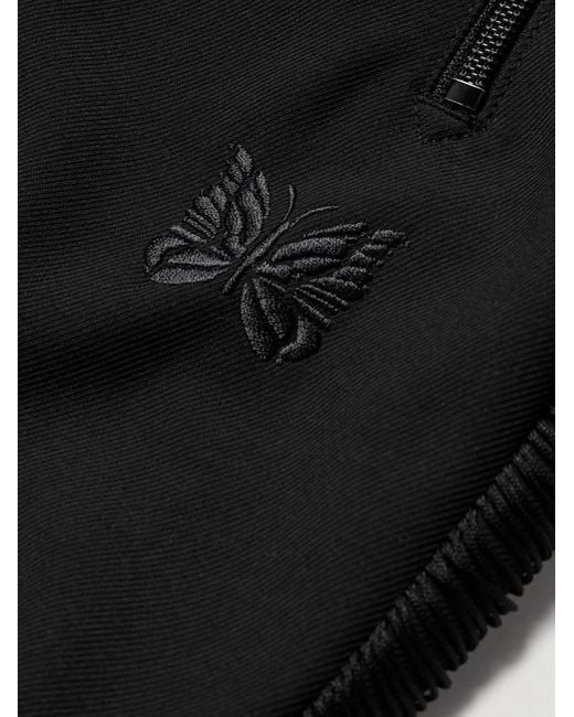 Needles Black Straight-leg Logo-embroidered Fringed Jersey Track Pants for men