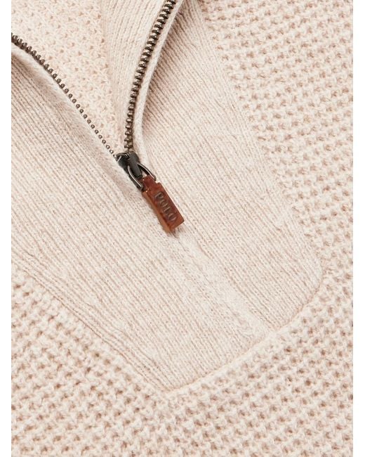 Polo Ralph Lauren Troyer aus einer Woll-Baumwollmischung in Waffelstrick in Natural für Herren