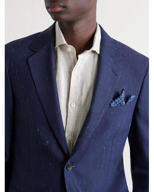 Mr P. Blue Wool And Silk-Blend Dupioni Suit Jacket for men