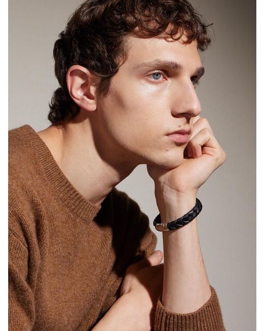 Woven Leather, Sterling And Enamel Bracelet di John Hardy in Black da Uomo