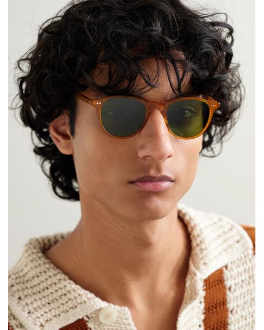 Garrett Leight Green Hampton Round-Frame Acetate Sunglasses for men