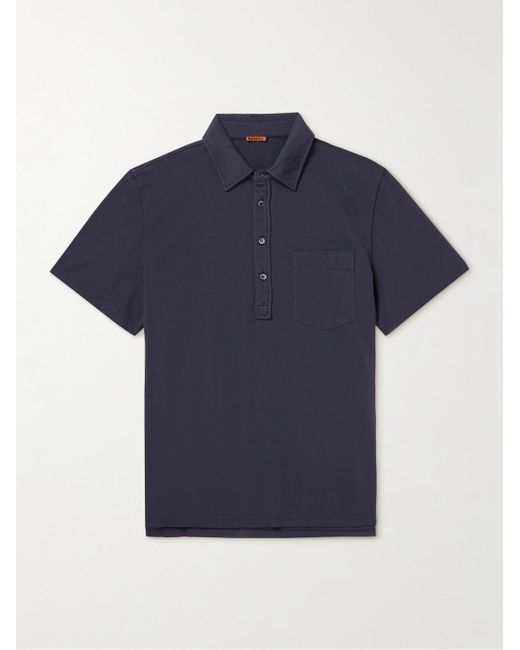 Barena Blue Garment-dyed Cotton-jersey Polo Shirt for men