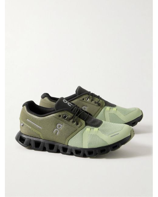 On Shoes Green Cloud 5 Rubber-trimmed Mesh Sneakers for men