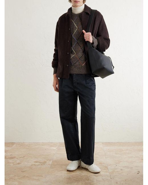 Argyle Wool And Cotton-Blend Sweater di Paul Smith in Gray da Uomo