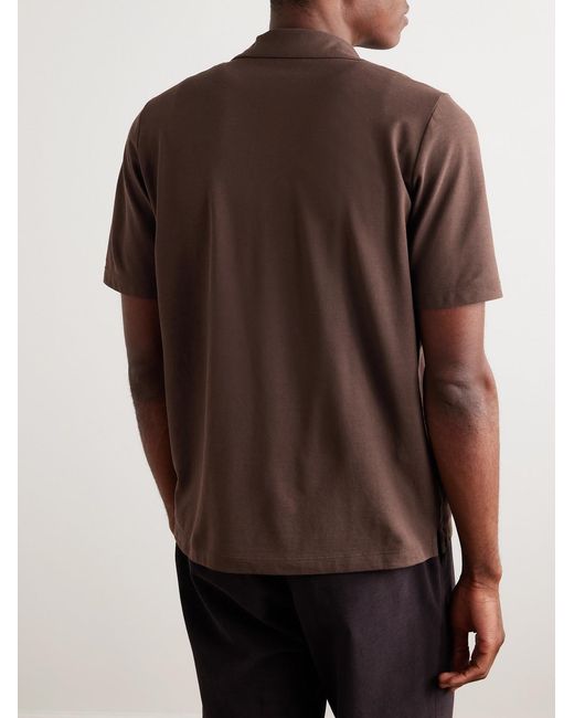 Slowear Brown Zanone Camp-Collar Cotton-Jersey Shirt for men