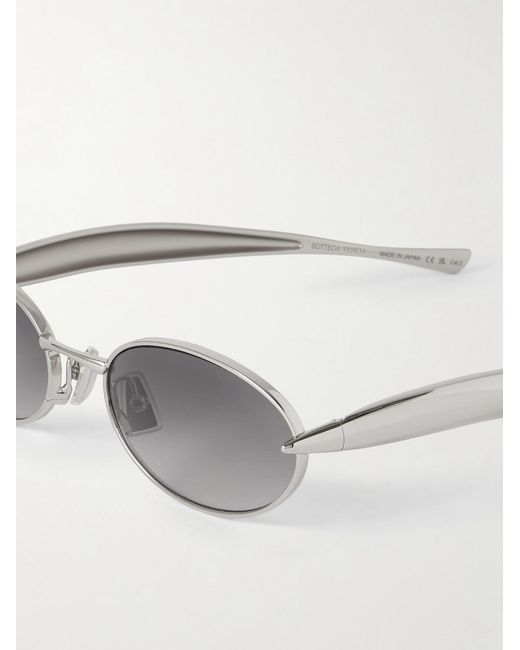 Bottega Veneta Gray Sardine Oval-Frame-Tone Sunglasses for men
