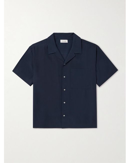 FRAME Blue Camp-Collar Lyocell-Blend Twill Shirt for men