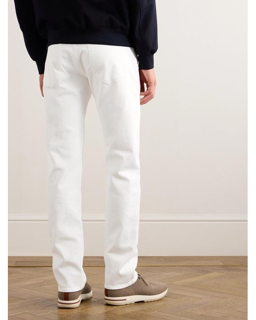 Loro Piana White Quarona Slim-Fit Stretch-Cotton Twill Trousers for men