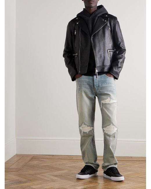 Amiri Blue Mx1 Skinny-Fit Panelled Distressed Jeans for men