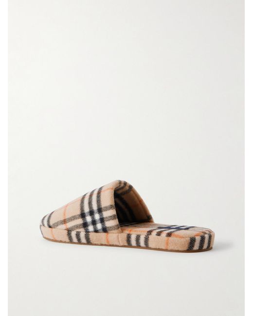 Burberry Natural Checked Virgin Wool-Blend Slippers for men