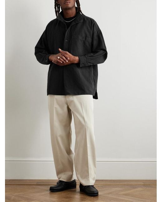 Kaptain Sunshine Black Cotton And Linen-blend Twill Half-placket Jacket for men
