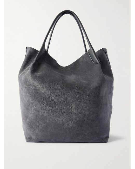Loro Piana Gray Bale Extra-Large Leather-Trimmed Full-Grain Nubuck Tote Bag for men