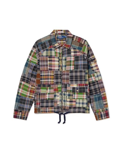 Polo Ralph Lauren Gray Patchwork Checked Cotton Blouson Jacket for men