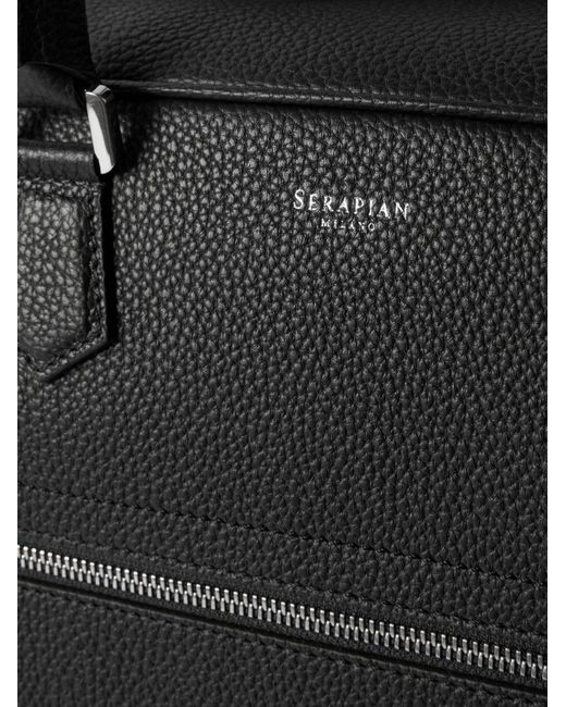 Serapian Black Full-grain Leather Holdall for men