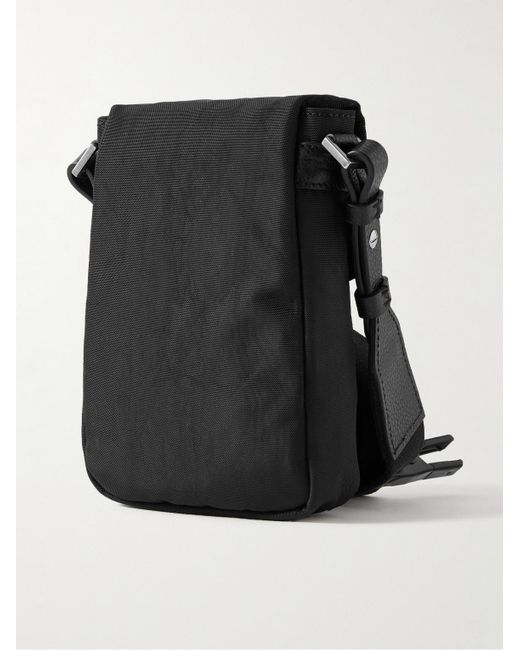Palm Angels Black Textured Leather-trimmed Canvas Messenger Bag for men