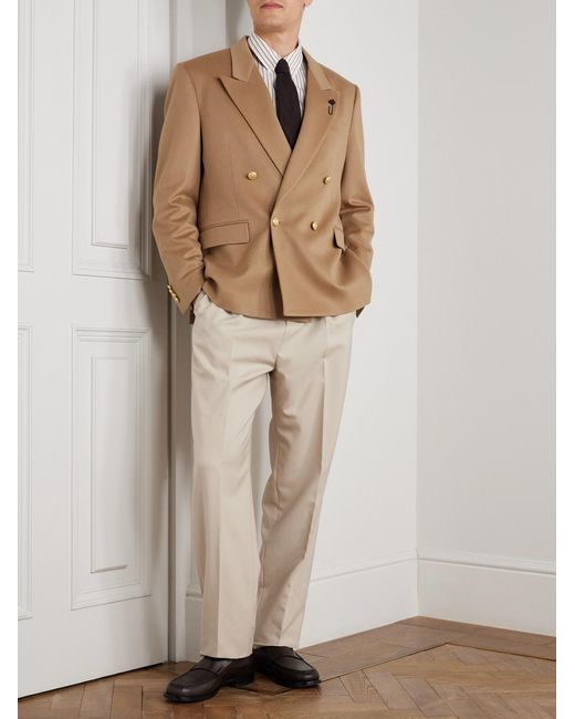 Lardini Natural Double-Breasted Virgin Wool Blazer for men