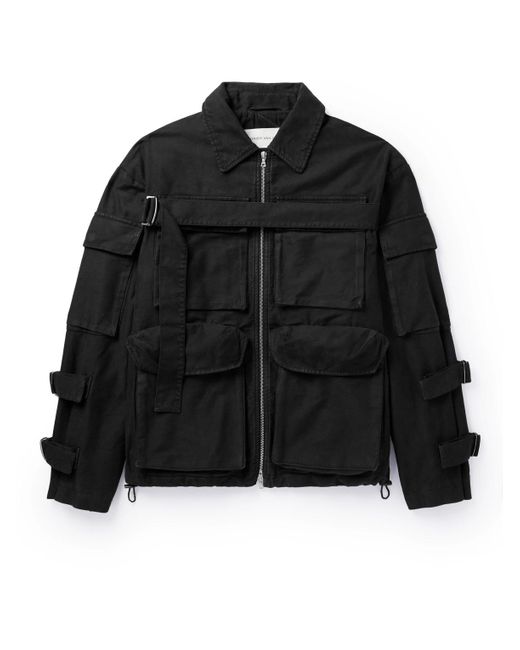 Dries Van Noten Black Garment-dyed Cotton-canvas Jacket for men