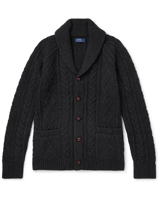 Polo Ralph Lauren Gray Shawl-collar Cable-knit Wool And Cashmere-blend Cardigan for men