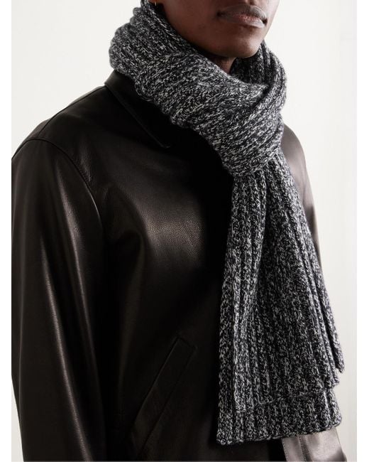 Loro Piana Gray Alagna Ribbed Cashmere-Blend Scarf for men