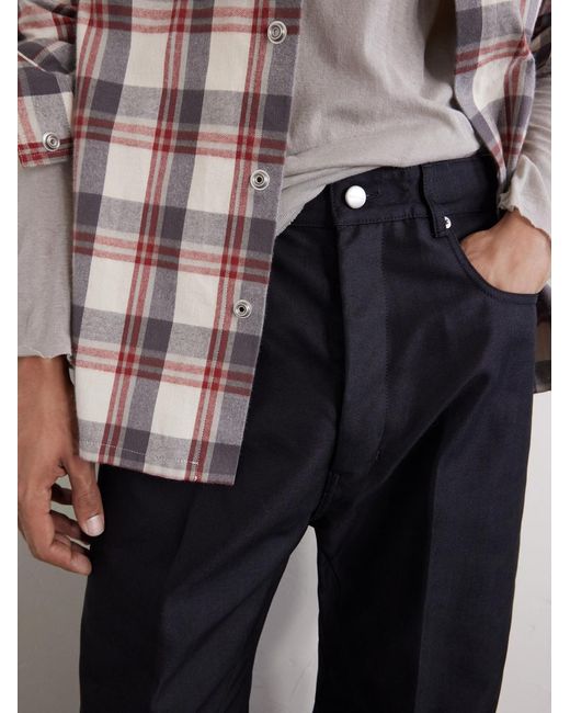 Rick Owens Black Geth Straight-leg Organic Cotton-blend Canvas Trousers for men