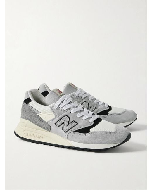 New Balance White 998 Leather And Rubber-trimmed Suede And Mesh Sneakers for men